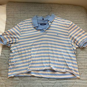 vintage cropped striped polo tee